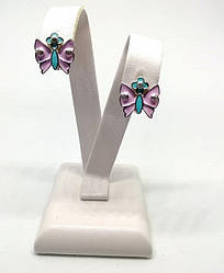 Срібні сережки Метелик з емаллю