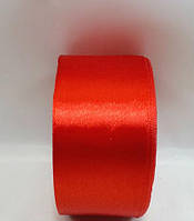 Стрічка атласна яскраво червона однотонна (ширина 4см)1 рул-22м