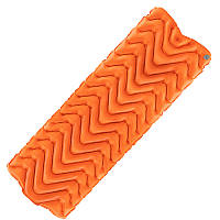 Коврик надувной туристический, матрас LIGHT TOUR (волна) Оранжевый. оранжевый