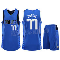 Баскетбольна синя форма Doncic No77 (майка + шорти) команда Dallas Mavericks NBA