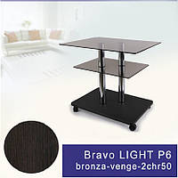 Скляний журнальний столик прямокутний Commus Bravo Light P6 bronza-venge-2chr50