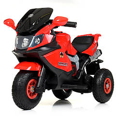 Дитячий електромобіль Мотоцикл M 4189 AL-3, BMW, музика, світло, надувні колеса, шкіра, червоний