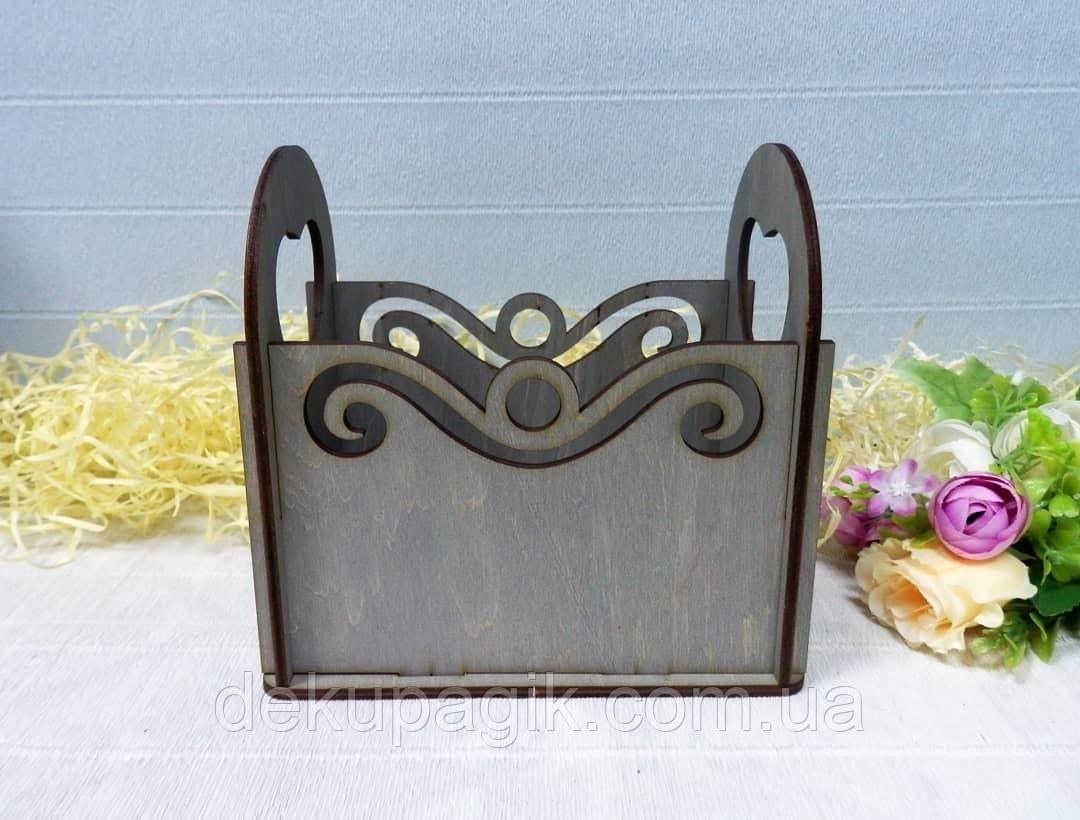 Короб - кашпо Ажур 10х16х15см, сірий, фото 1