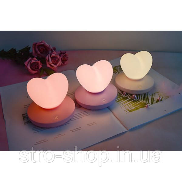 Силіконовий LED світильник-нічник Серце. Світло-фіолетові/ подарунок на 14 лютого - фото 7 - id-p1123852626
