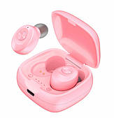 Бездротові навушники вкладиші Рожеві з мікрофоном і магнітним зарядним кейсом, сенсорні (XG-12)