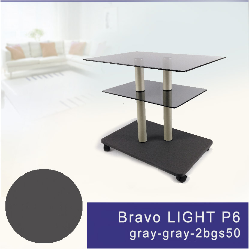 Журнальні столики скляні прямокутні Commus Bravo Light P6 gray-gray-2bgs50
