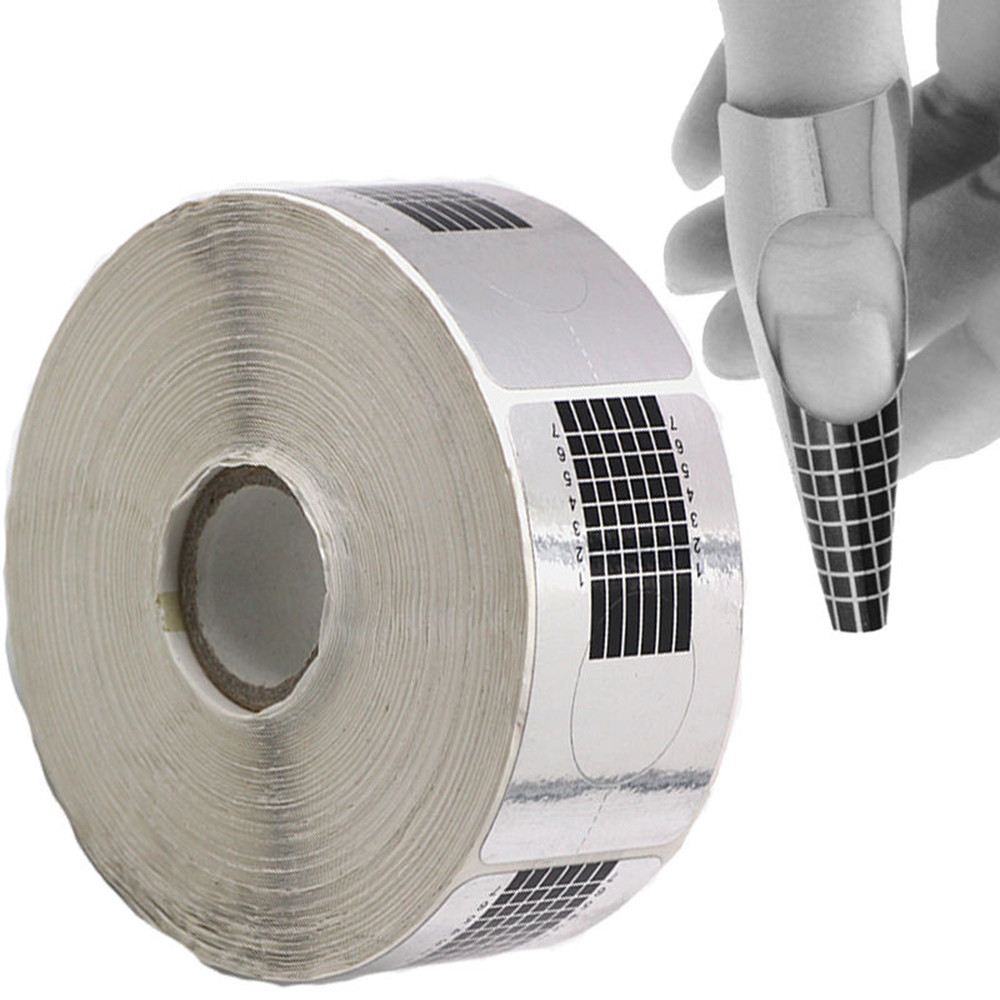 Срібна вузька форма для нарощування нігтів шириною 35 мм, 500 штук**