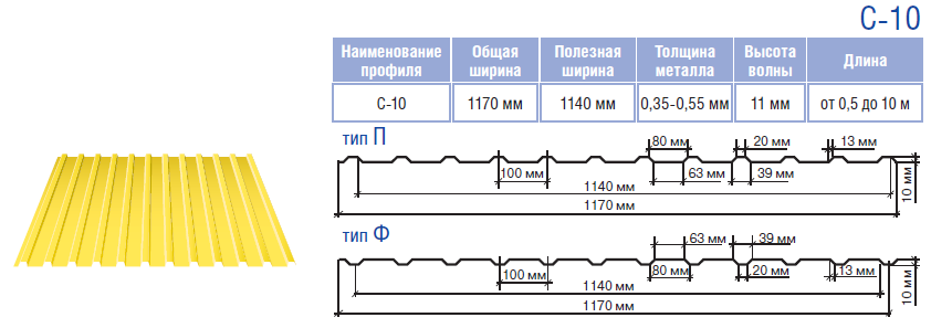 Профнастил Фасадный С-10 (тип ф) 0,45 мм Италия 6020 матовый (Tермастил) - фото 3 - id-p1123867923