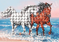 Схема вышивка бисером Пара лошадей
