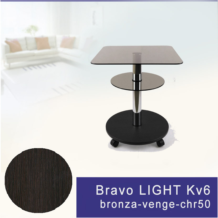 Скляний журнальний стіл квадратний Commus Bravo Light400 Kv6 bronza-venge-chr50