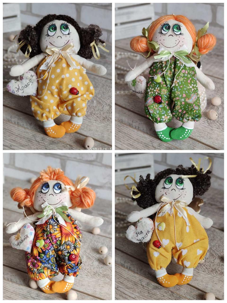 "Дівчинка-ангел" текстильна ручної роботи, сердечко із побажаннями, 22см., фото 1