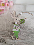 Підвіска "Кролик" великодній декор, із дерева, h-12 см, фото 4