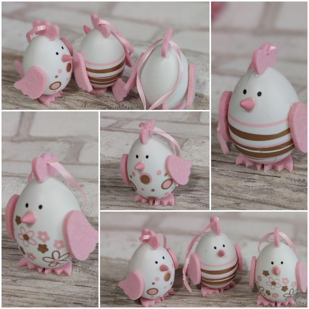 Яйце пасхальне із пластика з фетром h-7 см, фото 1