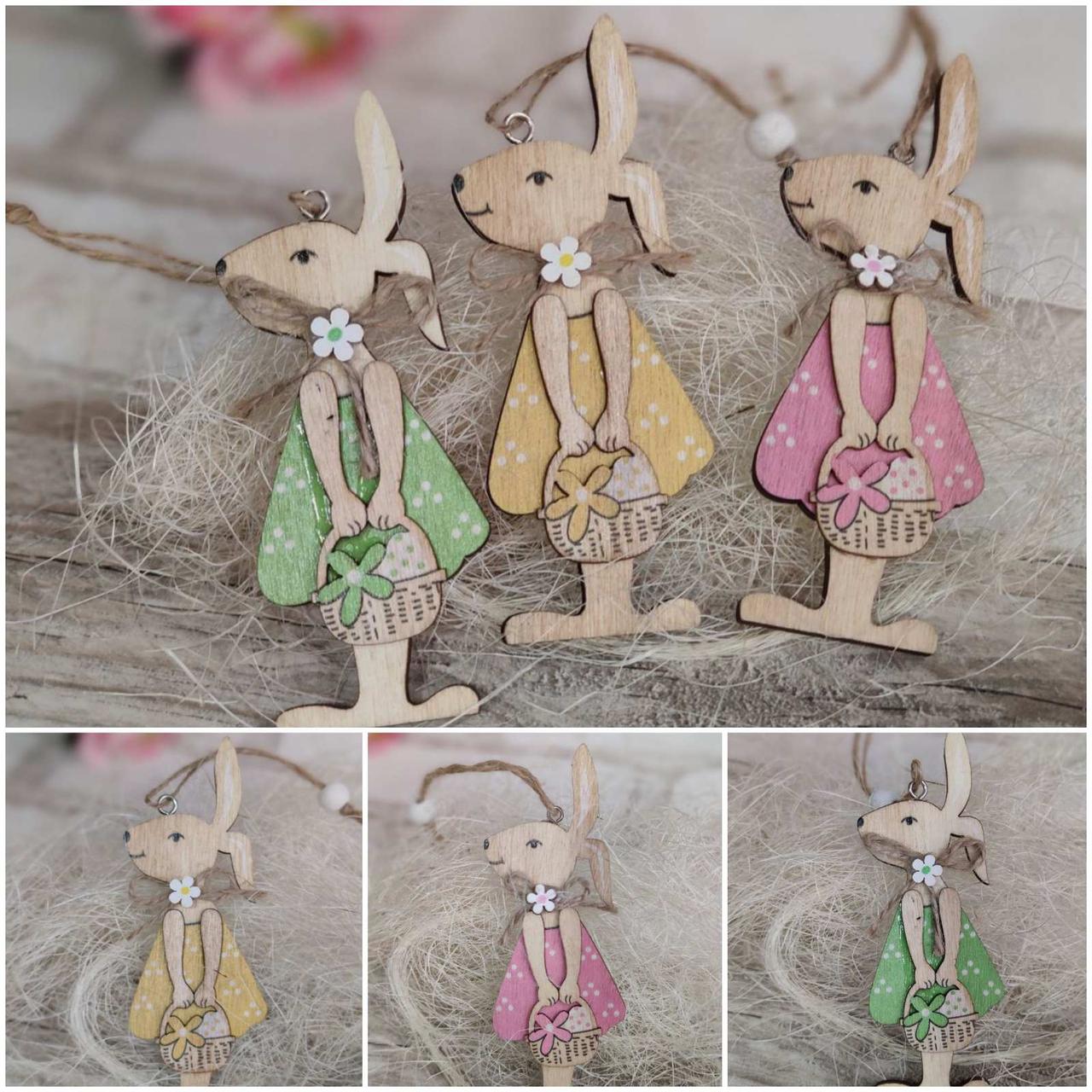 Пасхальна підвіска для декору корзини із дерева, h-12.5см, фото 1