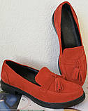 Mercy! Жіночі червоні замшеві лофери loafer мокасини на низькому ходу мерсі Новинка, фото 4