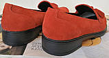 Mercy! Жіночі червоні замшеві лофери loafer мокасини на низькому ходу мерсі Новинка, фото 6