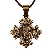 Крест нательный криновидный Артём Святой великомученик Артемий Антиохийский Металл меднённый 3х2х0,2см (19603)