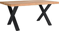Стол обеденный X-1 металл черный, столешница натуральное дерево бук 160х100 см (Mobler TM)