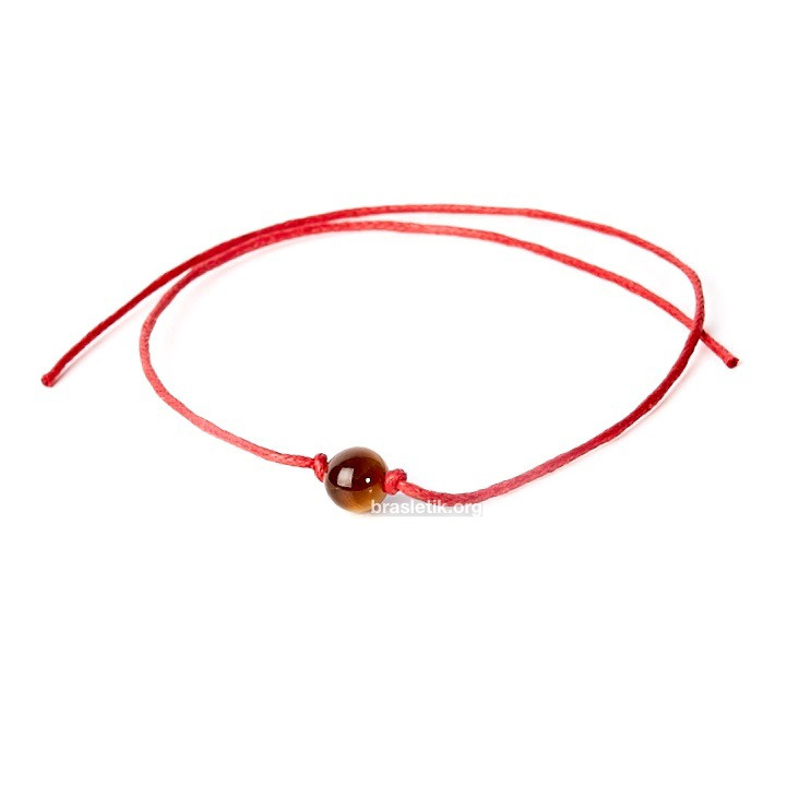 Браслет червона нитка Тигрове око, фото 1