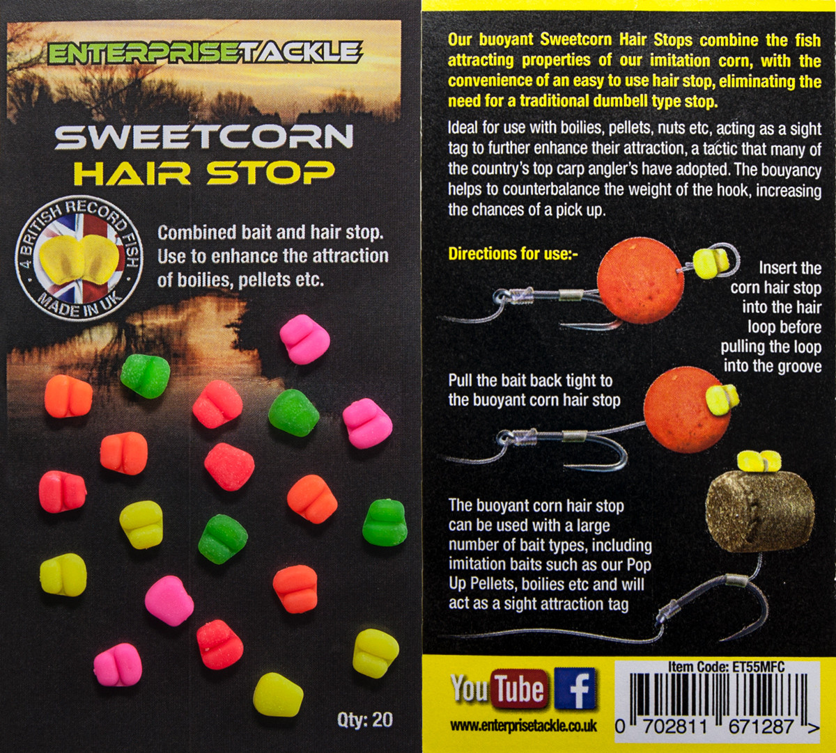 Стопора для бойлов Enterprise Sweetcorn Hair Stop, Mini, Mixed Fluoro Colours