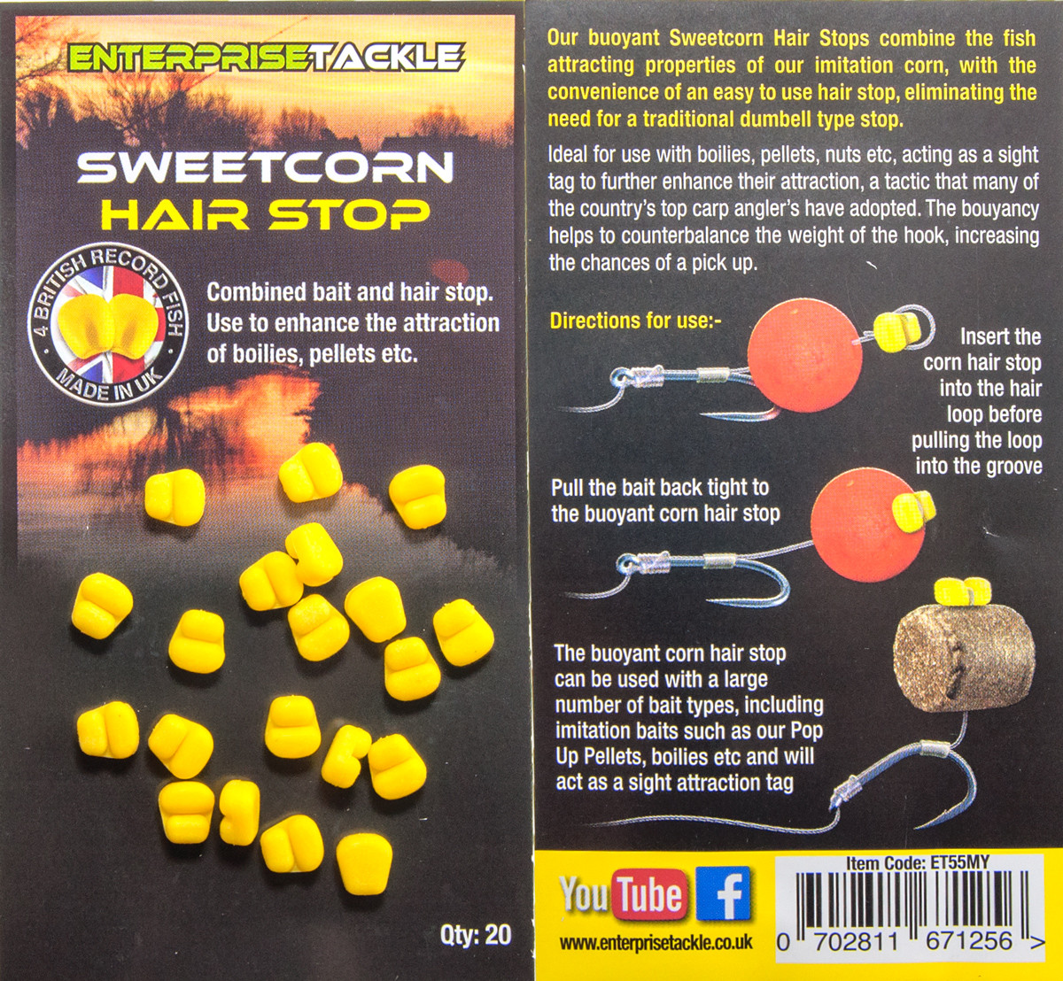 Стопора для бойлов Enterprise Sweetcorn Hair Stop, Mini, Yellow