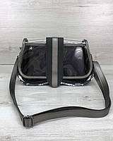Трендовая прозрачная женская сумка графитовая через плечо кросс боди с косметичкой силиконовая сумочка клатч