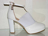 Весільні білі туфлі відкриті ботильйони на ремінці на стійкому каблуці 36 37 38 39 40, фото 2