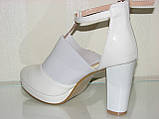 Весільні білі туфлі відкриті ботильйони на ремінці на стійкому каблуці 36 37 38 39 40, фото 3