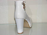 Весільні білі туфлі відкриті ботильйони на ремінці на стійкому каблуці 36 37 38 39 40, фото 4