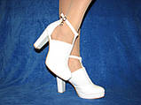 Весільні білі туфлі відкриті ботильйони на ремінці на стійкому каблуці 36 37 38 39 40, фото 9