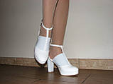 Весільні білі туфлі відкриті ботильйони на ремінці на стійкому каблуці 36 37 38 39 40, фото 10