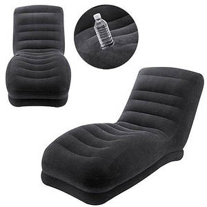 Надувне велюрове крісло Intex 68595 86-170-94 см чорне