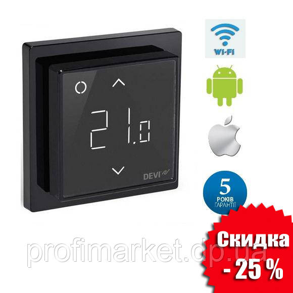 Терморегулятор DEVIreg™ Smart Pure Black Wi-Fi, фото 1