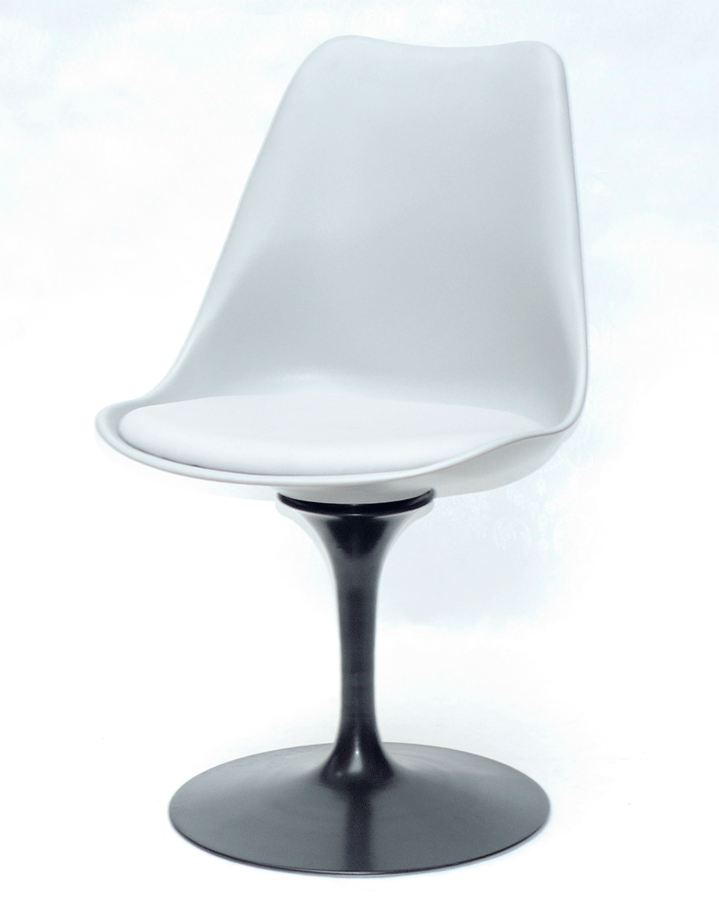 Стілець поворотний Milan-T-2 ВК сірий 10 пластик із м'якою подушкою на чорній нозі Tulip Eero Saarinen, фото 1