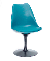 Стілець поворотний Milan-T-2 ВК зелений 02 пластик з м'якою подушкою чорна ніжка, дизайн Tulip Eero Saarinen, фото 3