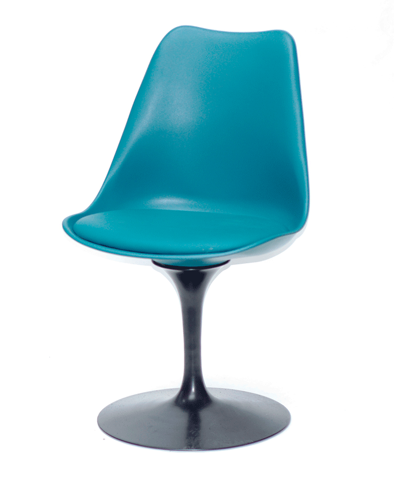Стілець поворотний Milan-T-2 ВК зелений 02 пластик з м'якою подушкою чорна ніжка, дизайн Tulip Eero Saarinen, фото 1