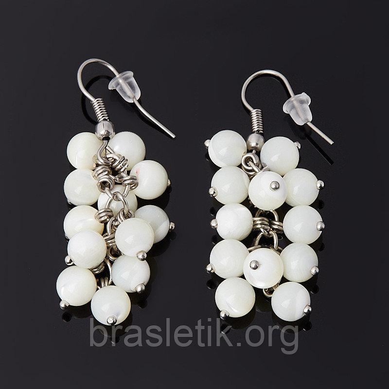 Сережки підвіски з натурального каменю Агат білого кольору, фото 1