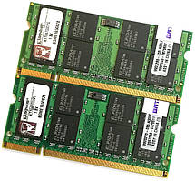 Пара оперативної пам'яті для ноутбука Kingston SODIMM DDR2 4Gb (2x2Gb) 667MHz PC2-5300s CL5 (KTT667D2/2G) Б/В