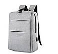 Міський рюкзак сірий із кишенею для ноутбука з USB легкий міцний нейлон унісекс Minimalist Urban, фото 2