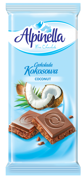 Молочний шоколад з кокосовою стружкою Alpinella Kokosowa, Польща, 90 г