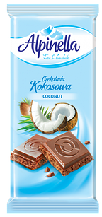 Молочний шоколад з кокосовою стружкою Alpinella Kokosowa, Польща, 90 г