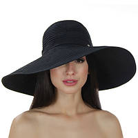 Летняя шляпа широкополая 16 см с моделируемыми полями цвет черный