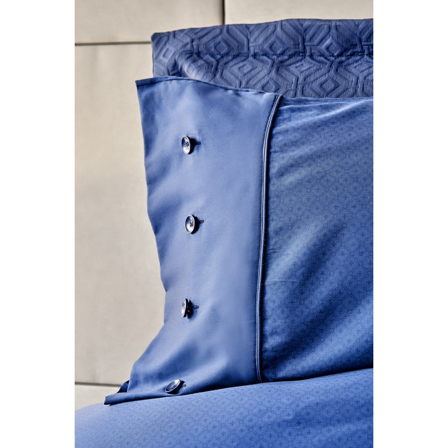 Набір постільної  білизни з покривалом + плед Karaca Home - Infinity lacivert 2020-1 синій Євро
