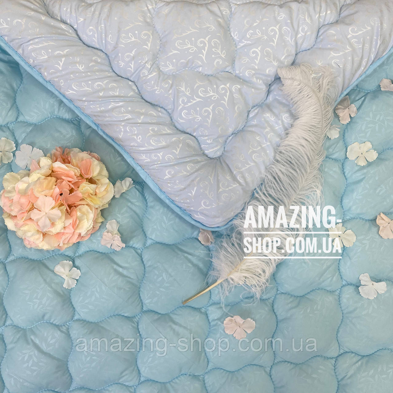 Ковдра двоспальна на холофайбері "ODA" 175*210 см Тепла ковдра, наповнювач холофайбер., фото 1