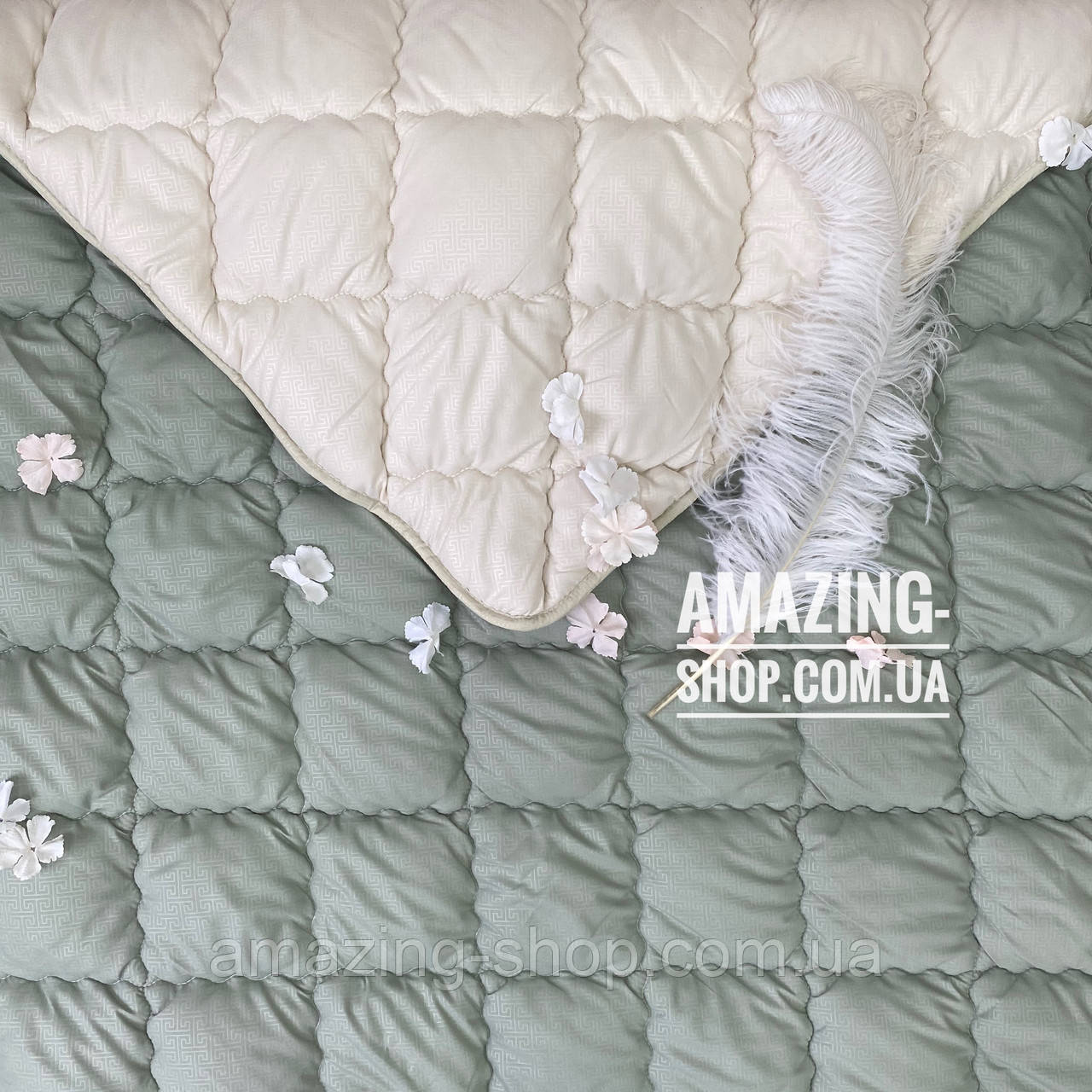 Ковдра двоспальна на холофайбері "ODA" 175*210 см Тепла ковдра, наповнювач холофайбер., фото 1