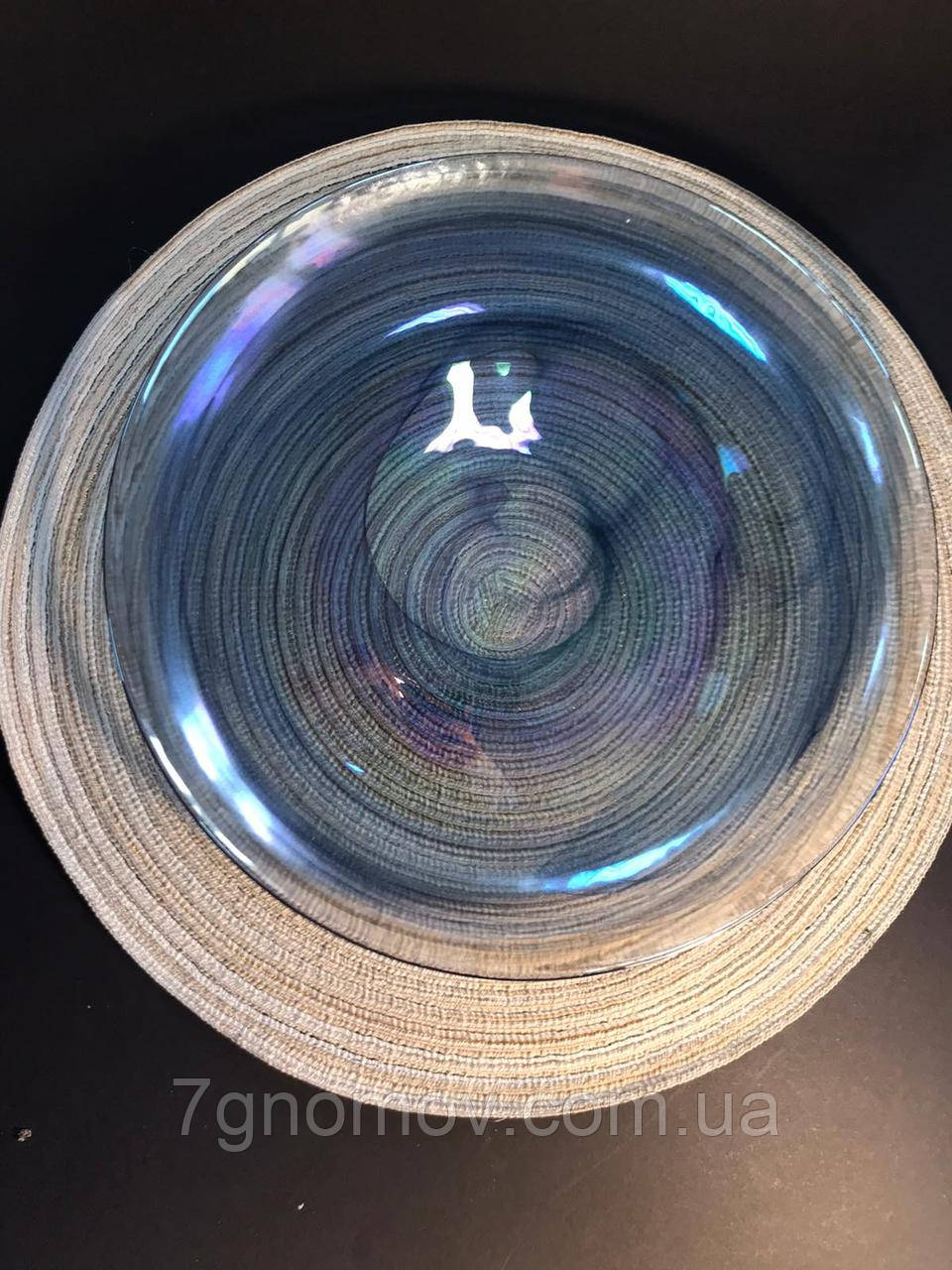 Набор 6 стеклянных обеденных тарелок прозрачно-синий Океан 27 см арт. 16112-14 - фото 5 - id-p1124246919