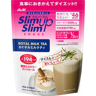 Asahi Slim Up Коктейль для схуднення з колагеном і гіалуроновою кислотою, смак чаю з молоком, 360 г