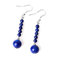 Сережки підвіски з натурального каменю Лазурит синього кольору