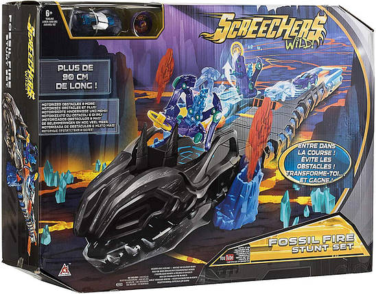 Дикі Скричеры набір (Screechers Wild Fossil Fire Stunt Set) Скричер-траса +машинка (оригінал США), фото 1