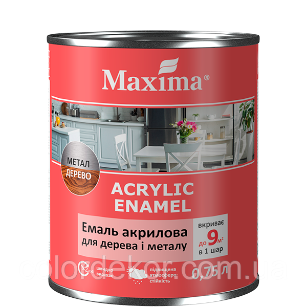 Акрилова емаль для металу та дерева Maxima (Лайм) 0,75 л